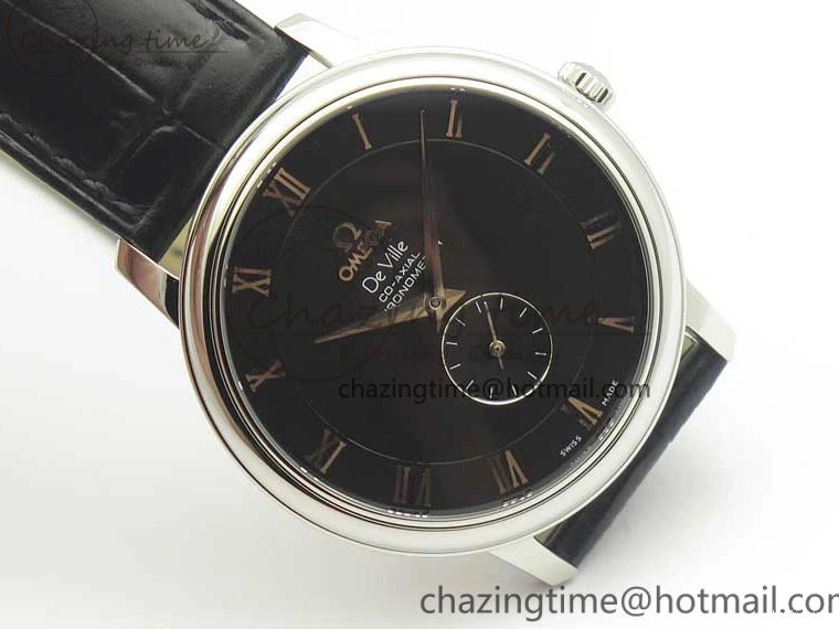 0316 De Ville Prestige Small Second TWF 1:1 Best Edition Black Dial on Black Leather Strap MIYOTA Resilient 8037